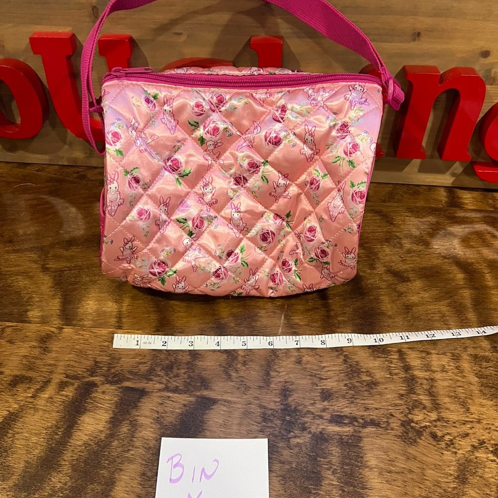 Capezio Pink Quilted Kids Shoulder Bag with Floral Bunny Print